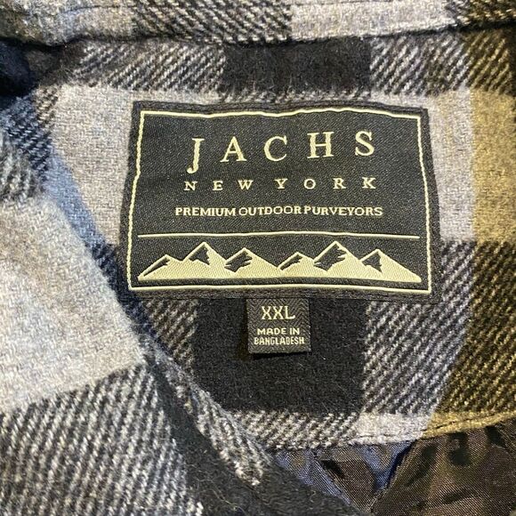 Jachs New York Shirt Jacket, Black/Grey Checkered Size XXL Wool Blend - Picture 8 of 9